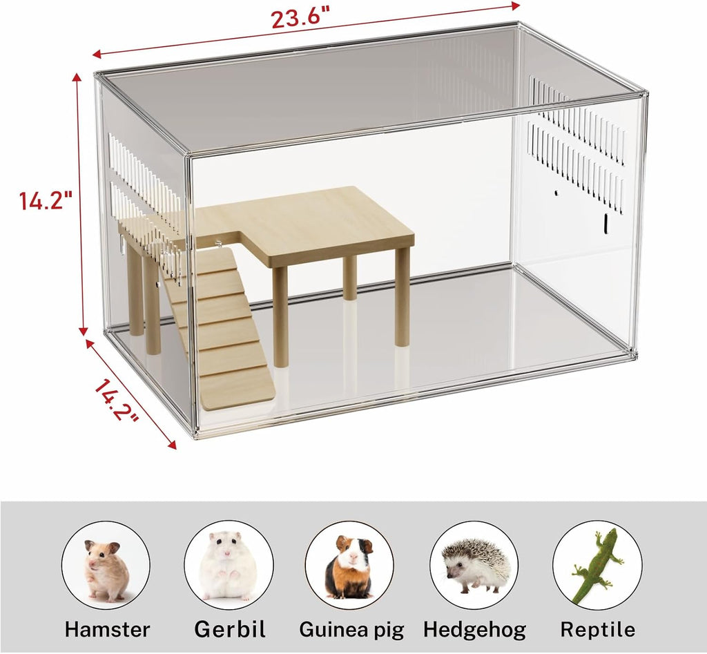 STILLCOVE Transparent Hamster Cage, 2-Tier - GlobalHabitat Supply