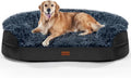 Black Orthopedic Dog Beds for Extra Large Dogs, Removable Washable Cover by iweepet