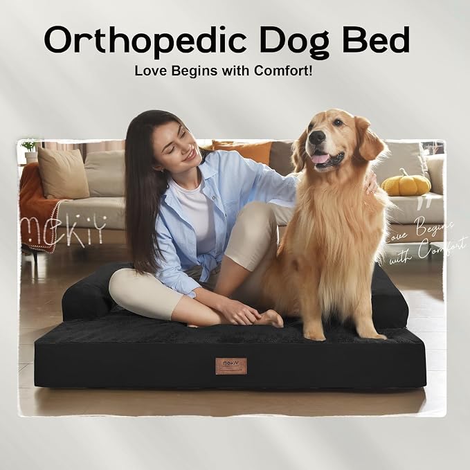Large Orthopedic Dog Bed with Bolster – Washable Waterproof Cover, Non-Slip - Image 7