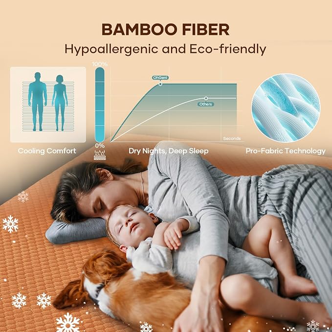 OhGeni 100% Waterproof Mattress Protector, Queen Size Mattress Soft Pad - Image 4