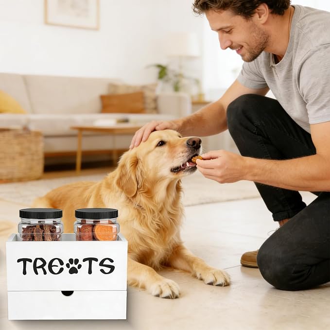 Dog Treat Jar for Countertop, 9.8 * 5.1 * 6'' 2 Layer Dog Treat Container - Image 5