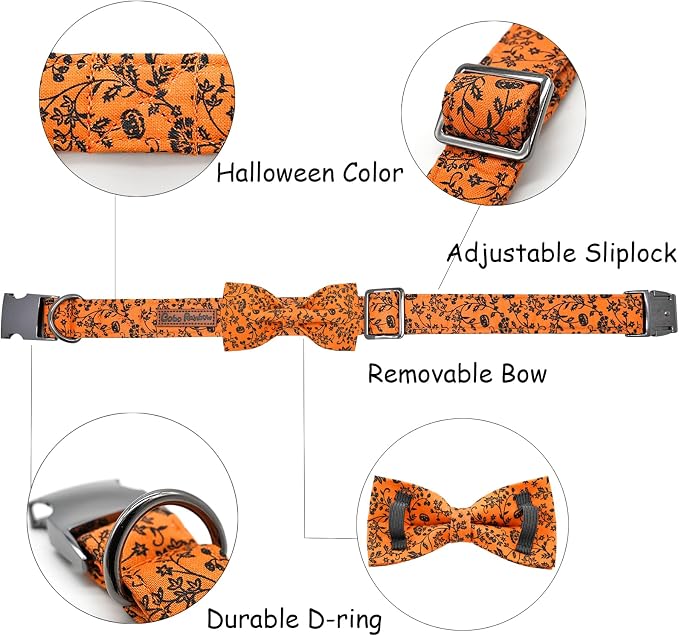Halloween Dog Collar, Pet Collar Bow Pumpkin Collars Girl Boy Holiday Pet - Image 2