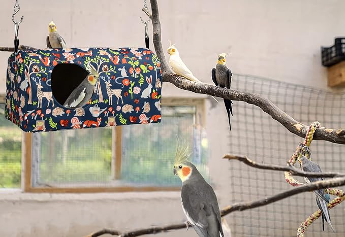 ShuRung Parrot Cockatiel Warm House Bird Nest Bed Winter Hanging Hammock Birds - Image 3