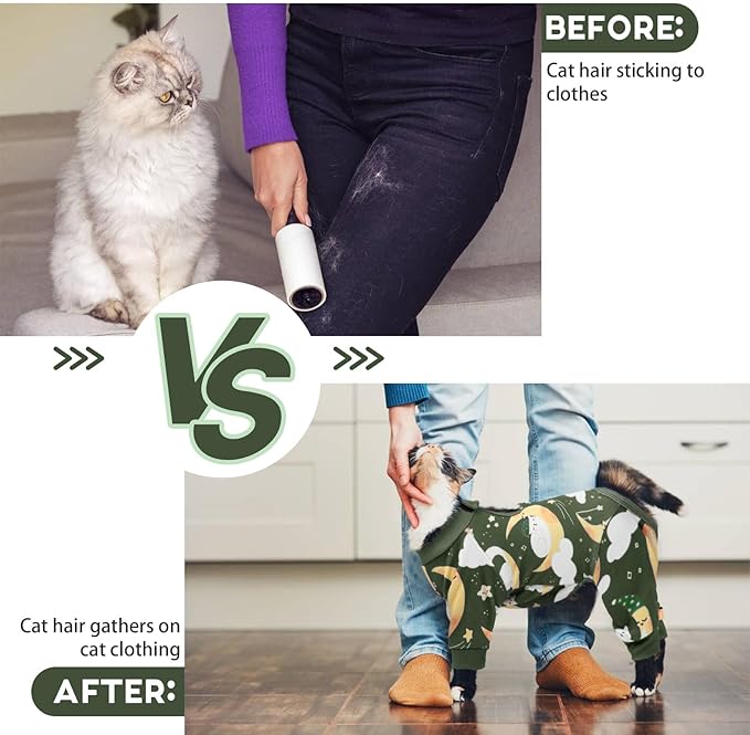 QBLEEV Cat Onesie for Cats After Surgery, Sticky Hair Cat Pajamas for Cats Only - Image 7