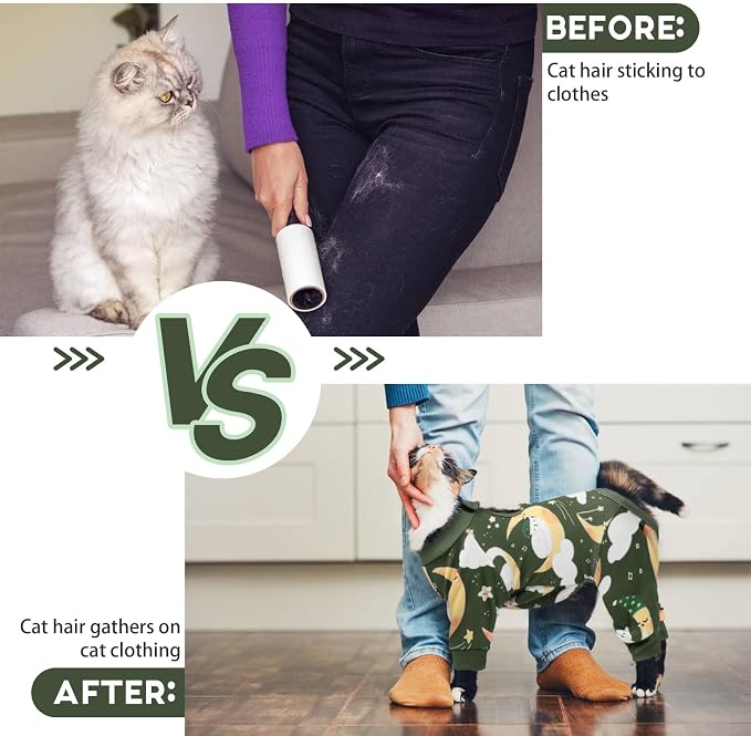 QBLEEV Cat Onesie for Cats After Surgery, Sticky Hair Cat Pajamas for Cats Only - Image 7