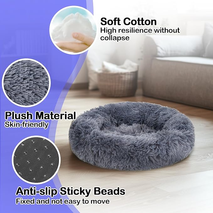 Cat Bed - Calming Cat Bed for Small Kittens Donut Washable Round for Indoor - Image 3