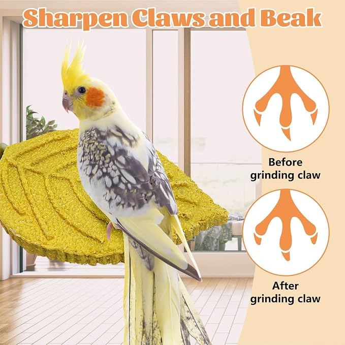3 Pcs Bird Perch Resin Bird Beak Grinding Stone Leaf Shape Perch Stand Foot - Image 5