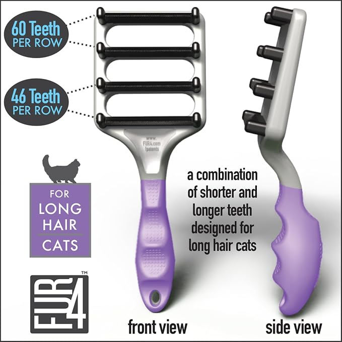 FUR4 deShedding Cat Brush for Long Hair Cats – Pet Hair Brush - Image 8
