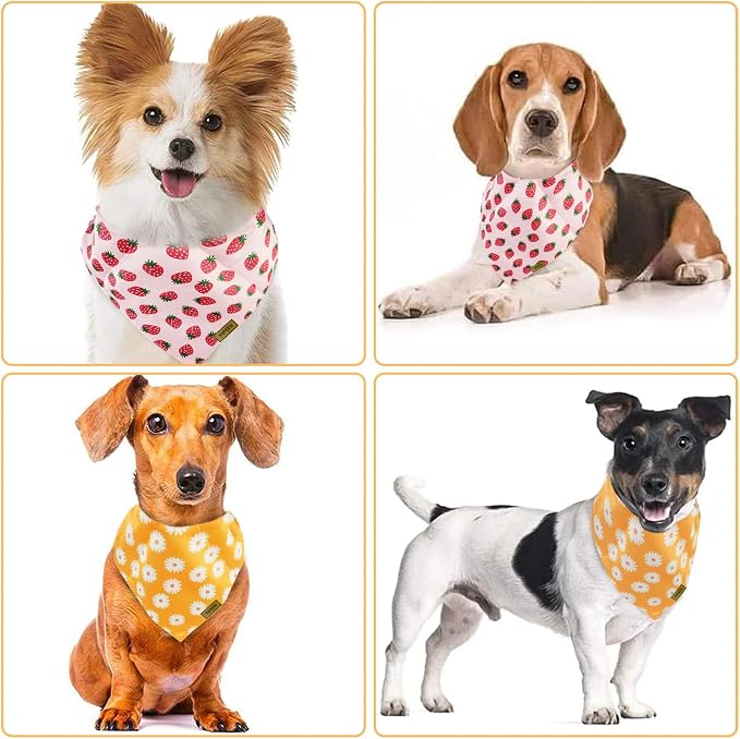 Summer Spring Dog Bandanas 2PCS, Premium Durable Fabric Dog Scarf Bid - Image 5