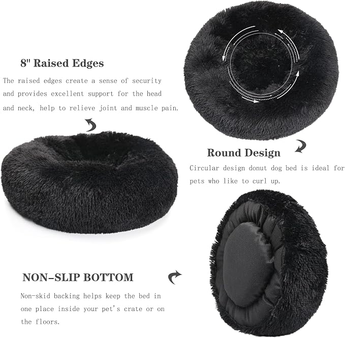 Calming Donut Dogs Beds for Medium Dogs up to 45 lb, 30inch Anti-Slip Plush - Image 5