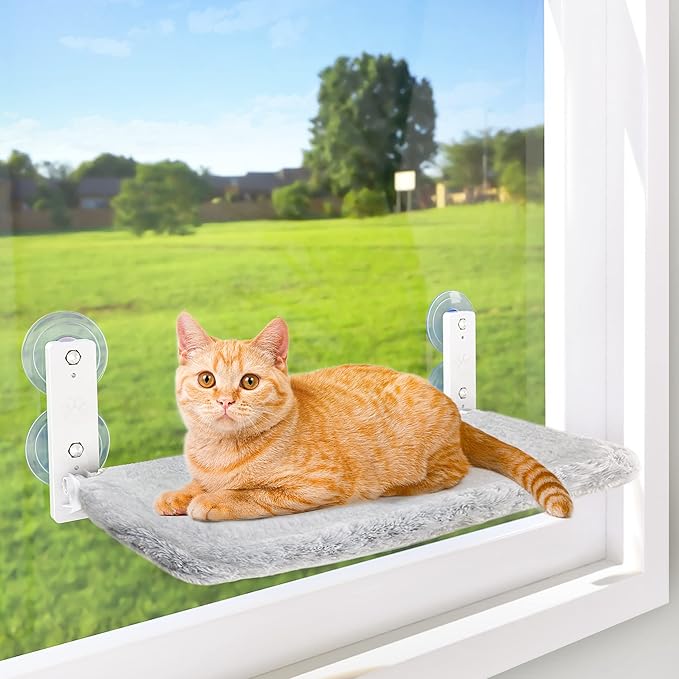 AMOSIJOY Cordless Cat Window Perch, Cat Hammock by AMOSIJOY