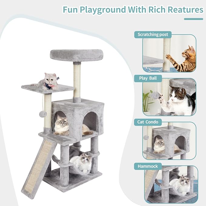 MIAO PAW Grey Cute Cat Tree for Indoor Cat Tower - Image 3