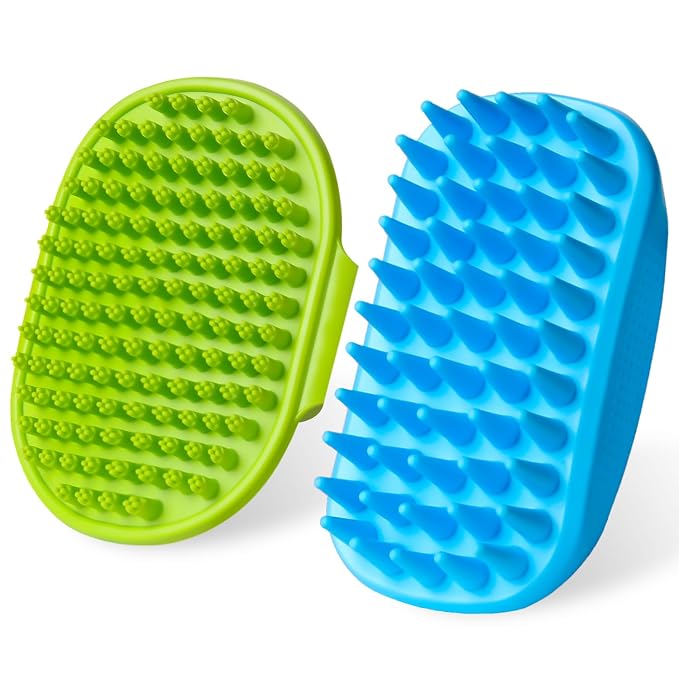 2PCS Dog Bath Brush Set | Adjustable Handle Dog Scrubber by Unknown