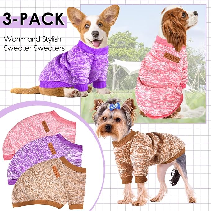 3 Pack Dog Sweaters for Small Dogs Girl Boy Winter Fleece Clothes Warm Soft Dog - Image 6