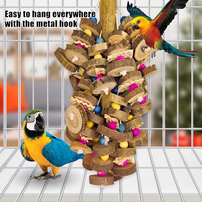 Extra Large Bird Parrot Toys- 19.7 inch Multicolored Natural Wooden Block - Image 5