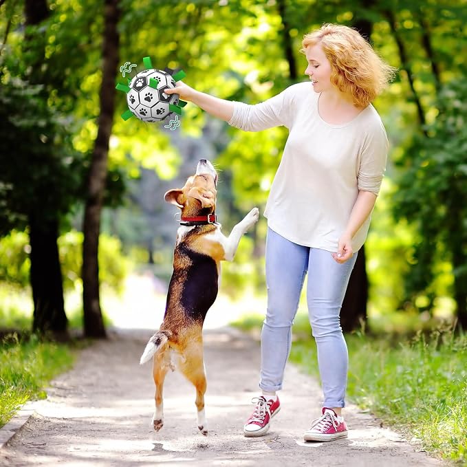 QDAN Dog Soccer Balls Toy with Bell Inside, Outdoor Interactive Toys - Image 4