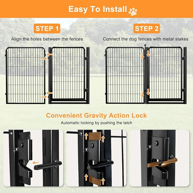 Wide Gate Dog Fence Outdoor Pens Outside, Portable Dog Play Pen 40" H 22 Panels - Image 7