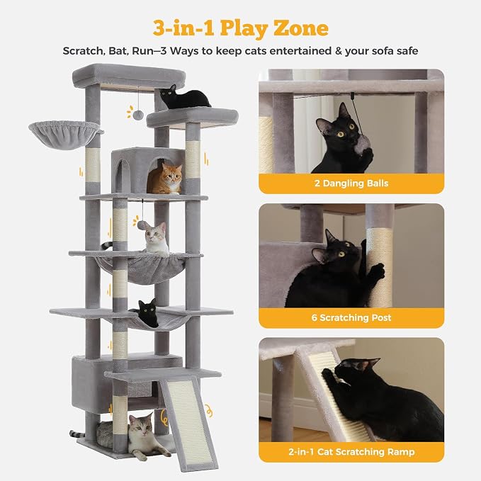 81" Heavy Duty Cat Tree for Large Cats up to 20lbs - Image 6
