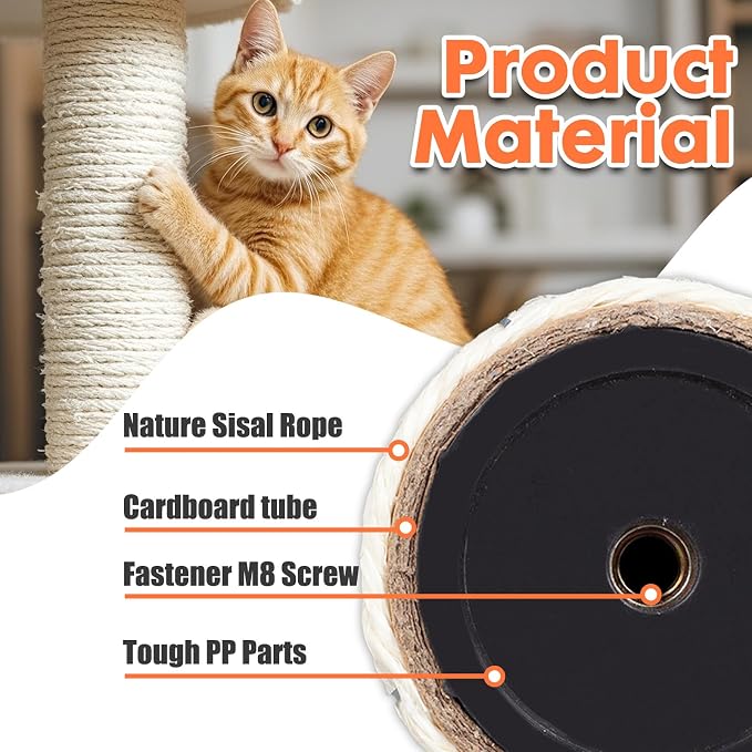 PowerKing Natural Sisal Replacement Scratching Post, 4 Pieces M8 Cat Scratch - Image 4