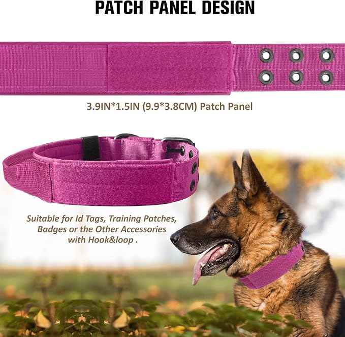 Tactical Dog Collar with Handle, Military Adjustable Heavy Duty Metal Buckle