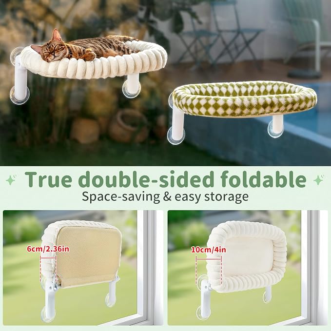 Sunhoo Cat Window Perch Bed Foldable Kitty Windowsill Hammock Shelf Seat Large - Image 3