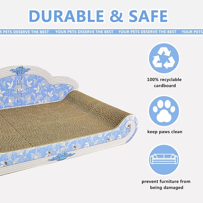Luxury Cardboard Cat Scratcher Sofa Bed, Couch Shaped Cat Scratching Board - Image 3