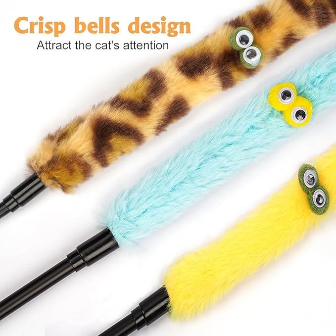 Cat Toys for Indoor Toys, Rainbow Cat Wand Toys, Feather Flips Plush Ball Cat - Image 5