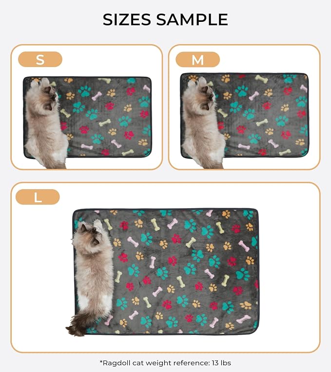 Luciphia 1 Pack 3 Blankets Fluffy Premium Fleece Pet Blanket Flannel Paw Bone - Image 3