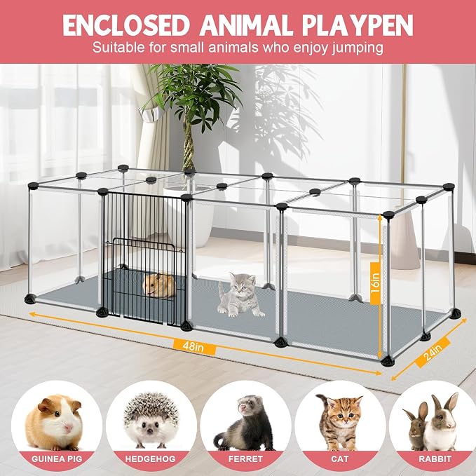 20 Panels Small Animals Playpen, Portable Plastic Enclosure Cage - Image 3