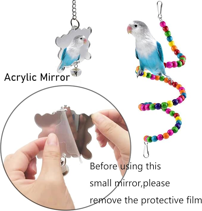 Bird Parakeet Cockatiel Toys, ESRISE Parrots Cage Hammock Swing Climbing - Image 2