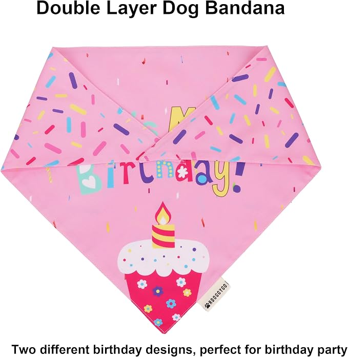 ADOGGYGO Dog Birthday Bandana Scarf and Puppy Girl Birthday Party Hat - Image 5