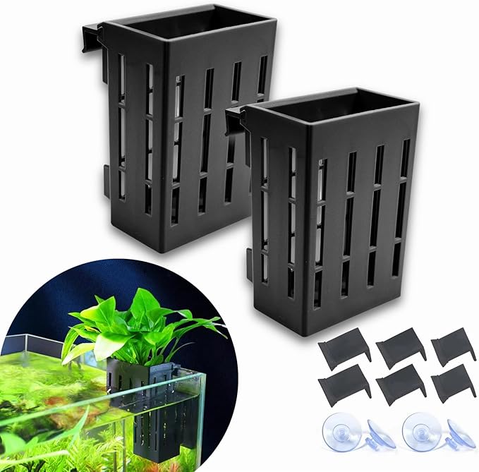 2 PCS Aquarium Plant Holder Top Hanging Fish Tank Plant Pot Aquarium Planter by GLEFLE