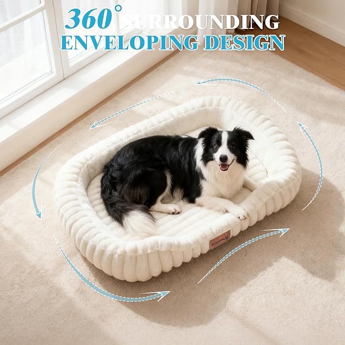Dog Bed Large Size Dogs Washable Soft Furry Pet Bed, Calming Rectangle Large - Image 4