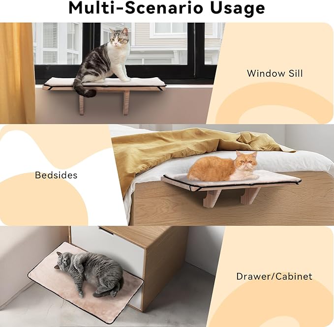PETSFIT Cat Window Perch for 2 Cats, Adjustable Cat Hammock - Image 2