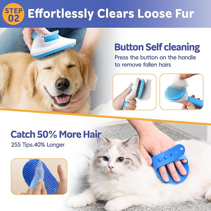 Dog Brush for Shedding 13pcs Bath Grooming Kit - Image 4