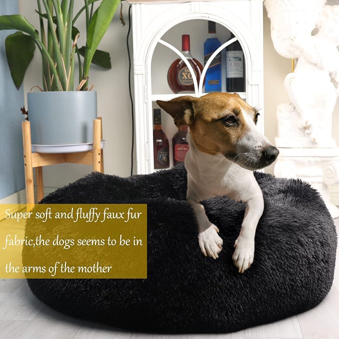 Calming Donut Dogs Beds for Medium Dogs up to 45 lb, 30inch Anti-Slip Plush - Image 2