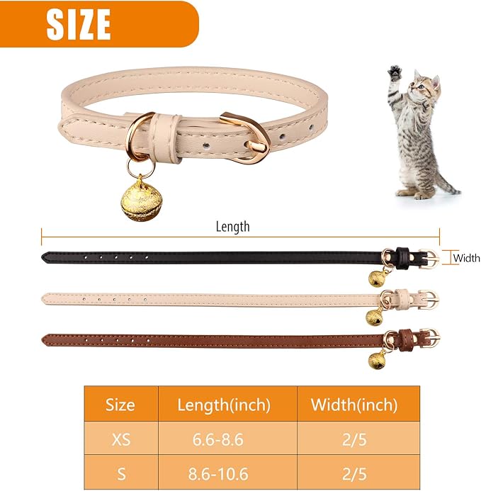 3 Pack Leather Cat Collars - Image 5