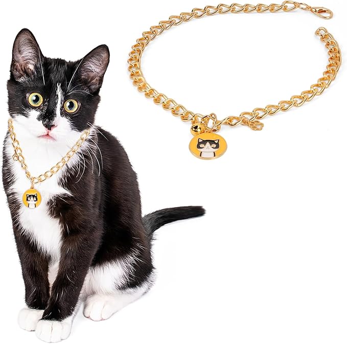 HOWWFALY Dog Collar and Cat Chain Necklace Stainless Steel Adjustable 18K Gold - Image 2
