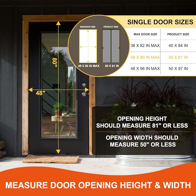 Fiberglass Magnetic Screen Door Fit Door Size 48 x 80 in- Heavy Duty Fiberglass - Image 2