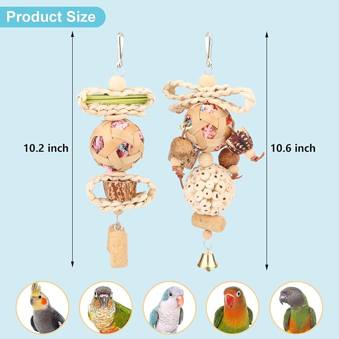 Wontee Bird Toys Colorful Shredding Crinkles Foraging Toys Natural Sola Ball - Image 5
