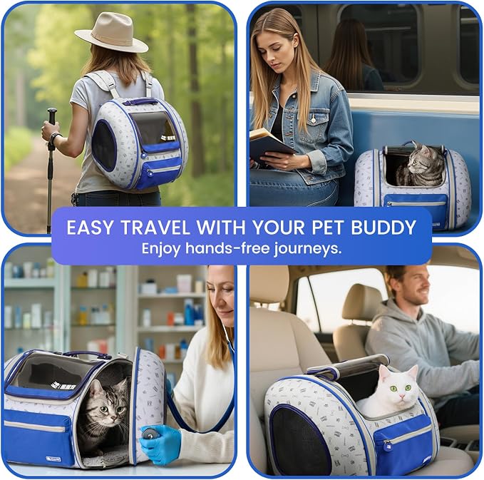 Cat and Dog Backpack Carrier, Foldable Breathable Pet Carrier Backpack - Image 6