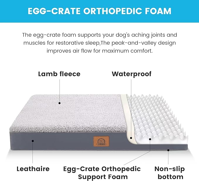 Sunheir Extra Large Waterproof Dog Bed, Jumbo Orthopedic Dog Beds - Image 2