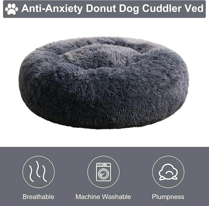 WNPETHOME Donut Dog Beds Large Sized Dog, Anti-Anxiety Caming Large Pet Bed - Image 4