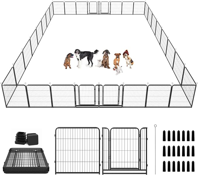 Dog Playpen Outdoor Extra Wide 32 Piece Panels Heavy Duty Dog Fence 32" Height by Committedtobetterpetlife