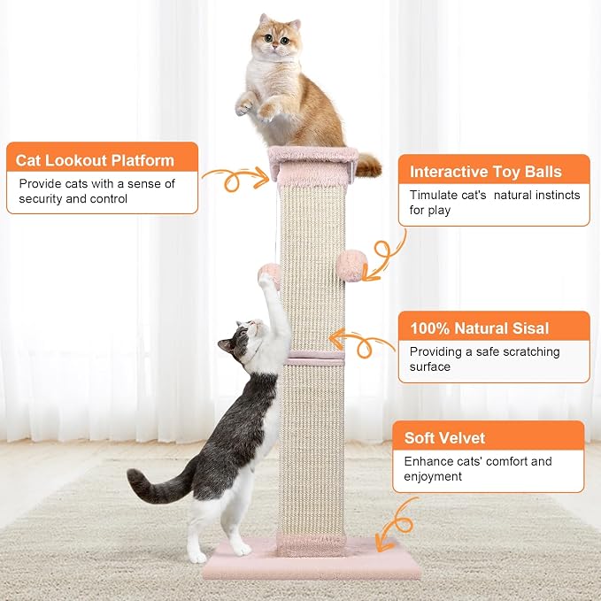 Cat Scratching Post 33 Inch Nature Sisal Cat Scratch Post - Image 4