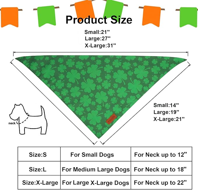 PTDECOR St. Patrick's Day Dog Bandana, Reversible Dog Scarf - Image 4