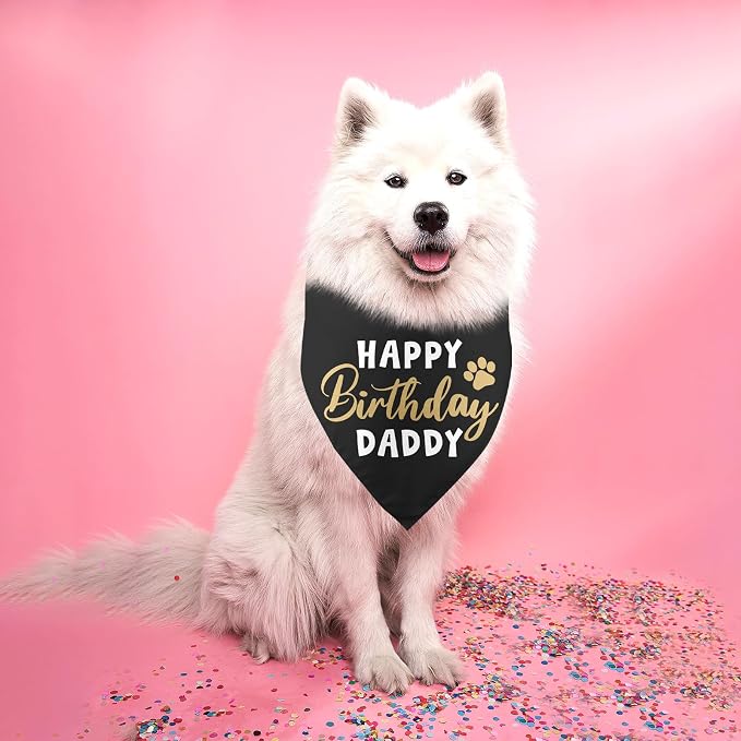 Happy Birthday Daddy Dog Bandana Black Puppy Bandanas Birthday Decorations - Image 6