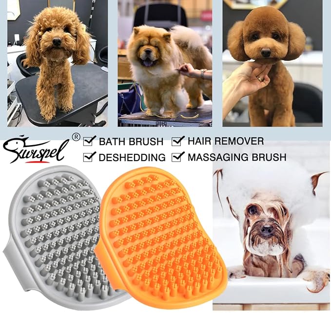 Dog Grooming Brush, Pet Shampoo Bath Brush Shedding Soothing Massage Rubber Comb - Image 7
