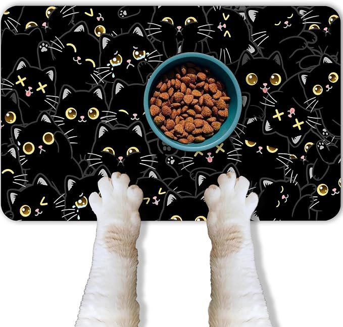 Cat Food Mat for Pet Dog Food Mat, Non-Slip Cat Pet Feeding Mats for Floor by BACDOILQ