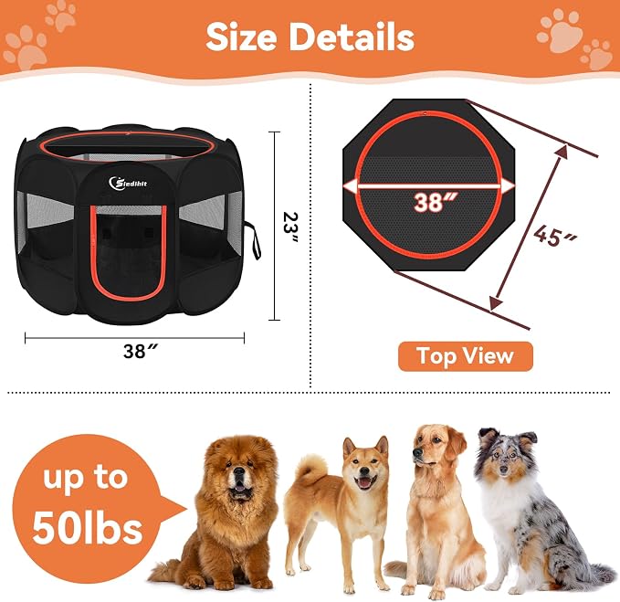 Dog Playpen, Large Puppy Pet Playpen, Dog Crate Tent Cage Indoor/Outdoor - Image 7